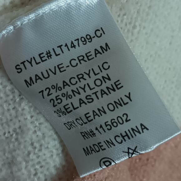 Nordstrom Lush Sweater Top Size Small Mauve Cream Striped Crewneck Long Sleeve - Picture 5 of 6